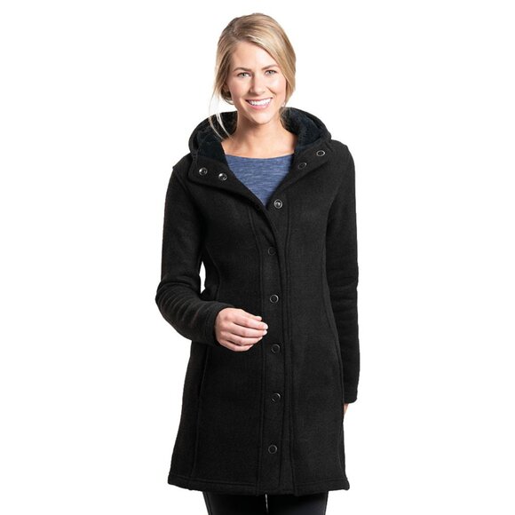 C368 Kuhl Spyrit Jacket sz L black fleece outdoor hiking walking Warm Mid-length - Picture 1 of 8